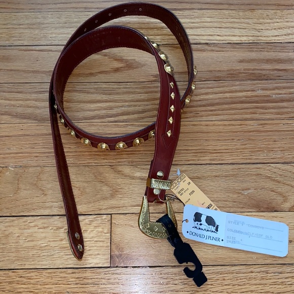 vintage leather gold cowboy hat belt